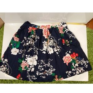 Retro Floral Cotton pleated full midi skirt. Size 3xl